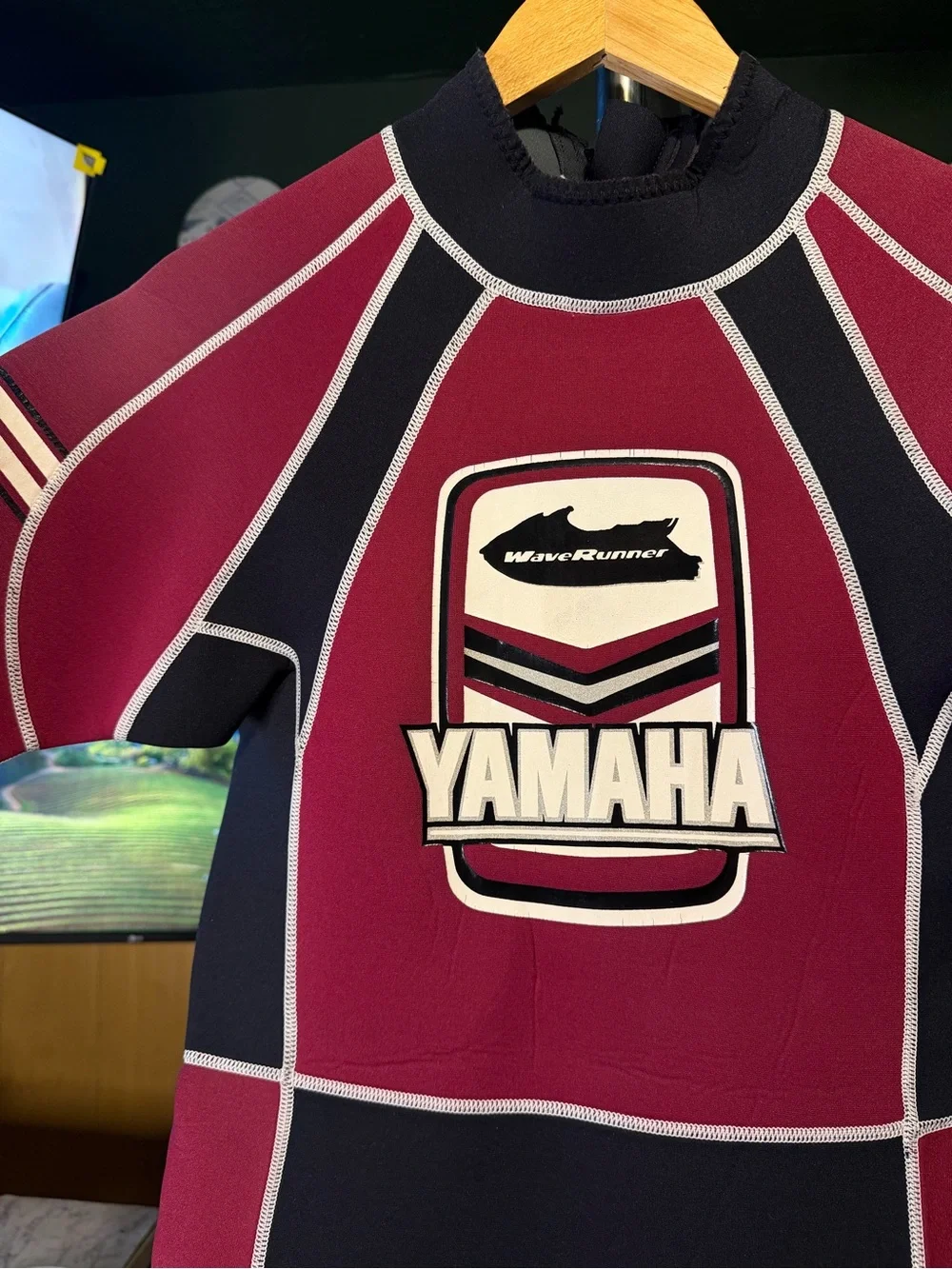 Yamaha WaveRunner Wetsuit Shorty 2mm Burgundy & Black VTG Neoprene Jet Ski